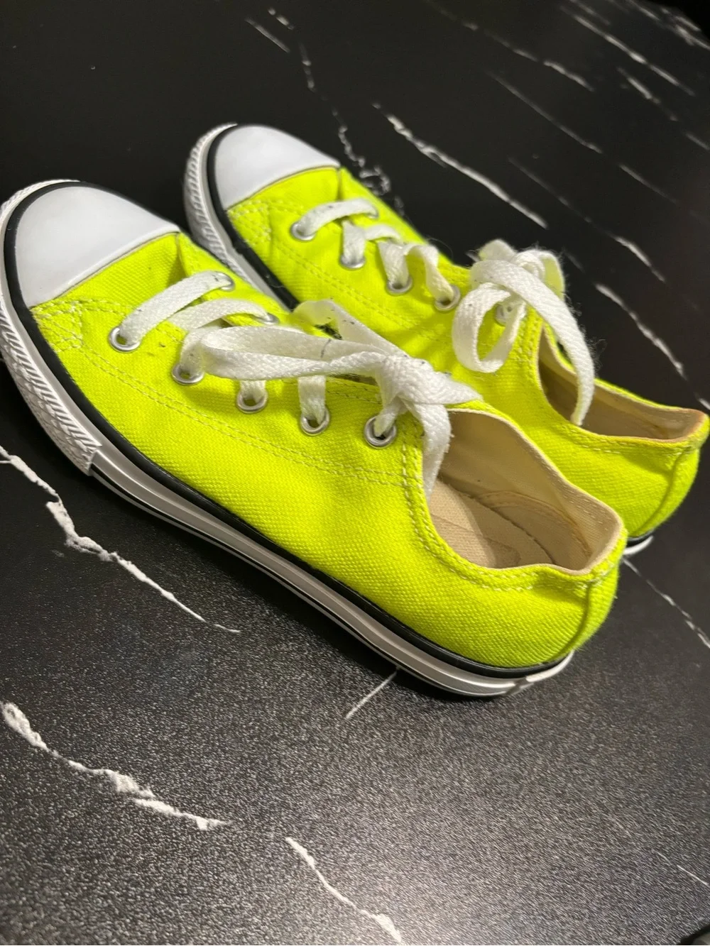 Converse Kids Neon Yellow Canvas Lace-Up Sneakers